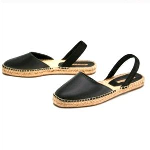 Zara Black Ballerina Slingback Espadrilles, Sz 38